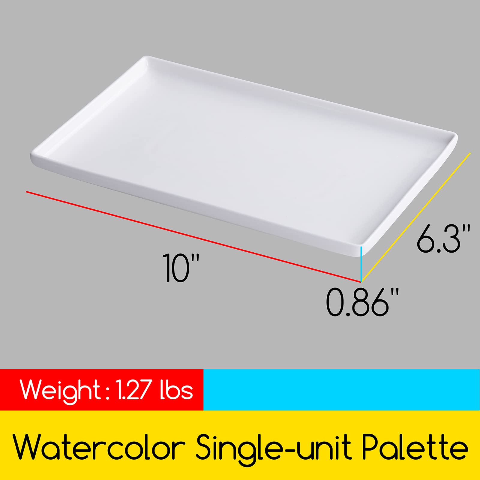 MEEDEN Ceramic Tray Palette, Ceramic Artist Paint Palette, Porcelain Mixing  Tray for Watercolor Gouache Painting, Large Mixing Area White Rectangle Tray  for Large Artwork 